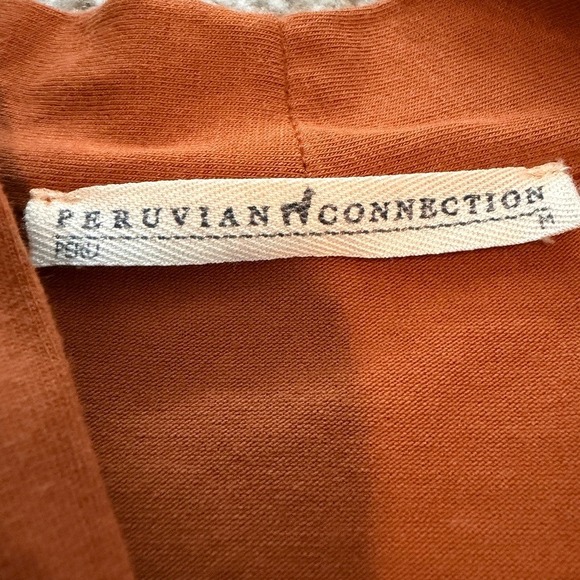 Peruvian Connection Cyprus Top Womens M Rust Orange Faux Wrap Ruched Pima Cotton - Picture 4 of 7